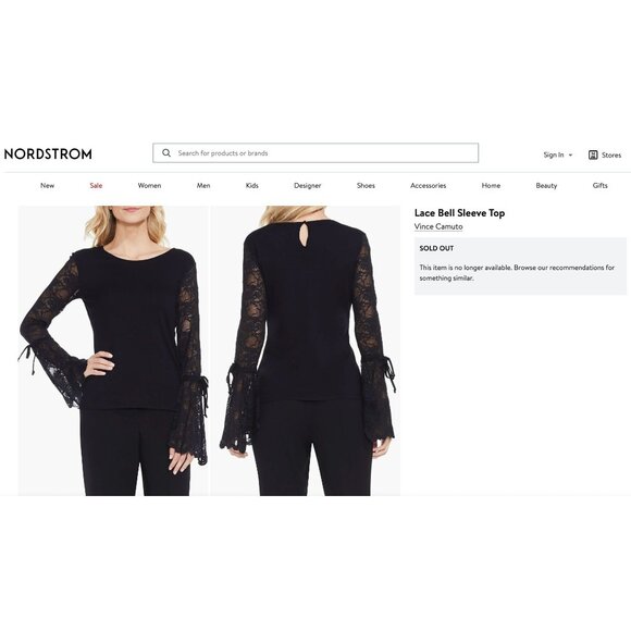 Size Small VINCE CAMUTO BURGUNDY WINE LACE BELL SLEEVE KNIT TOP Shirt Blouse - Picture 8 of 8